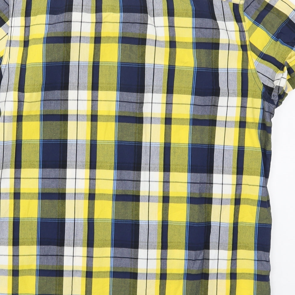 Cedar Wood State Mens Yellow Check Button-Up Size L