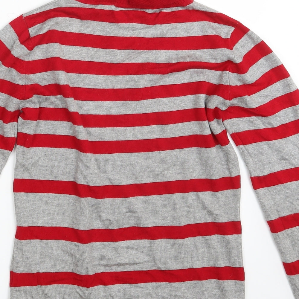 Warehouse Womens Red Striped Pullover Sweatshirt Size 8