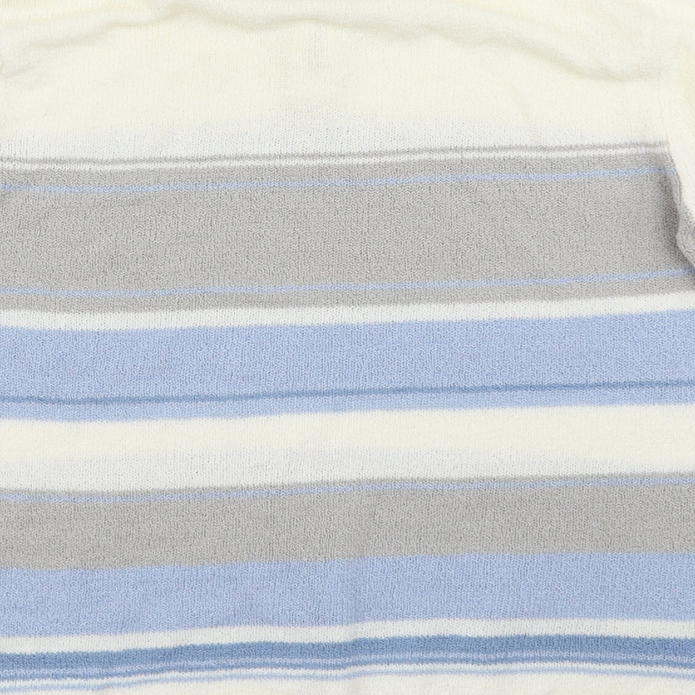 Bonmarché Womens White Striped Knit Pullover Jumper Size S