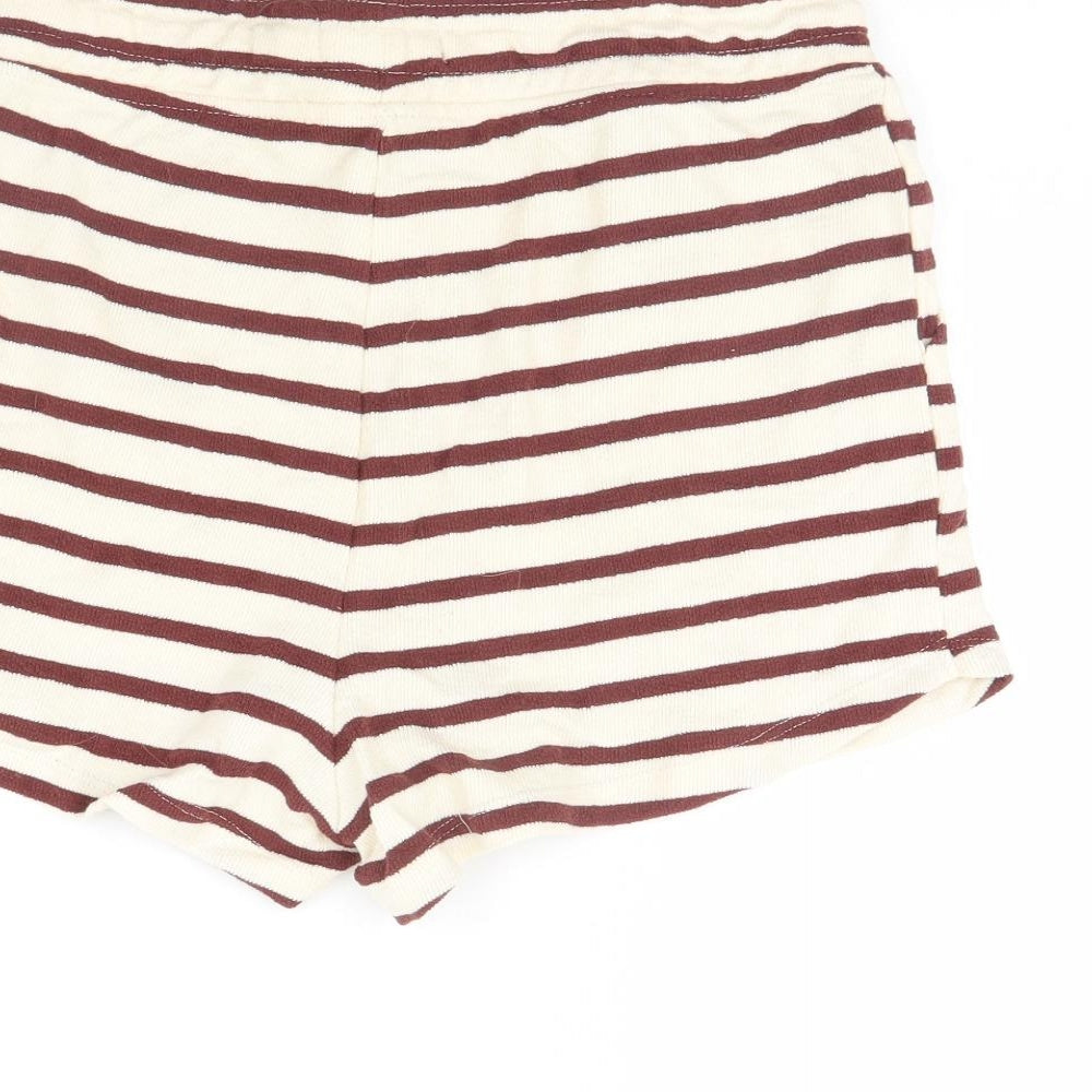 Primark Womens Beige Striped Sweat Shorts Size 10