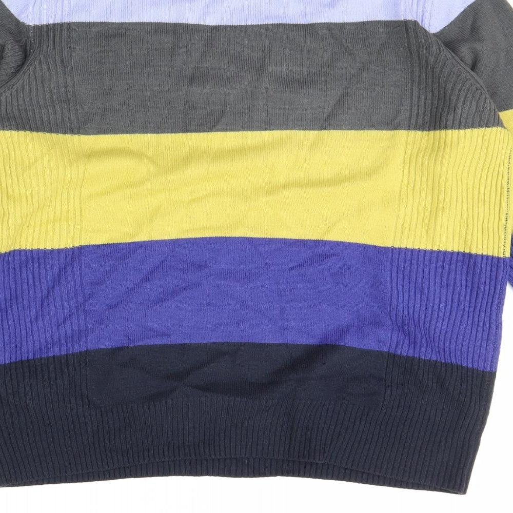 M&s Womens Blue Striped Pullover Jumper Size 12