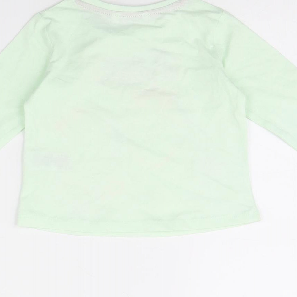 Pep & co Girls Green Basic T-Shirt Size 9-12 Months - Cat and Dog