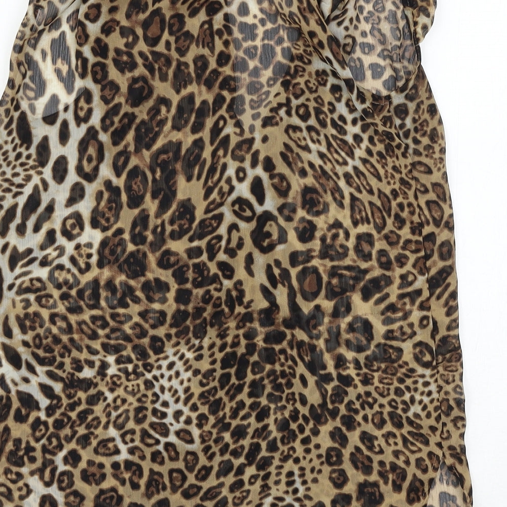 Atmosphere Womens Brown Animal Print Basic Blouse Size 8