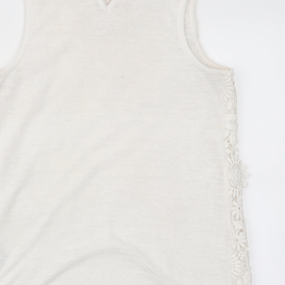 NEXT Womens White Floral Basic Tank Size 8