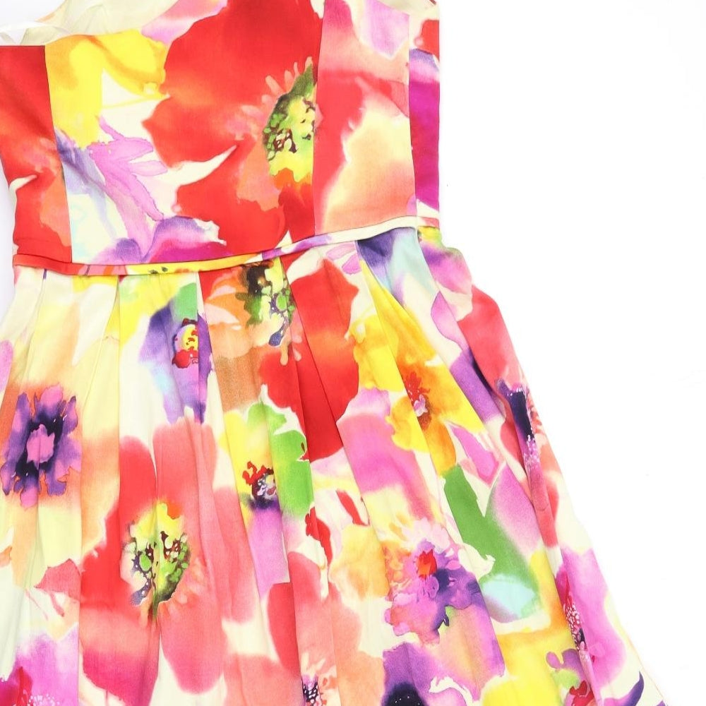 Sophia Womens Pink Geometric Fit & Flare Size 10