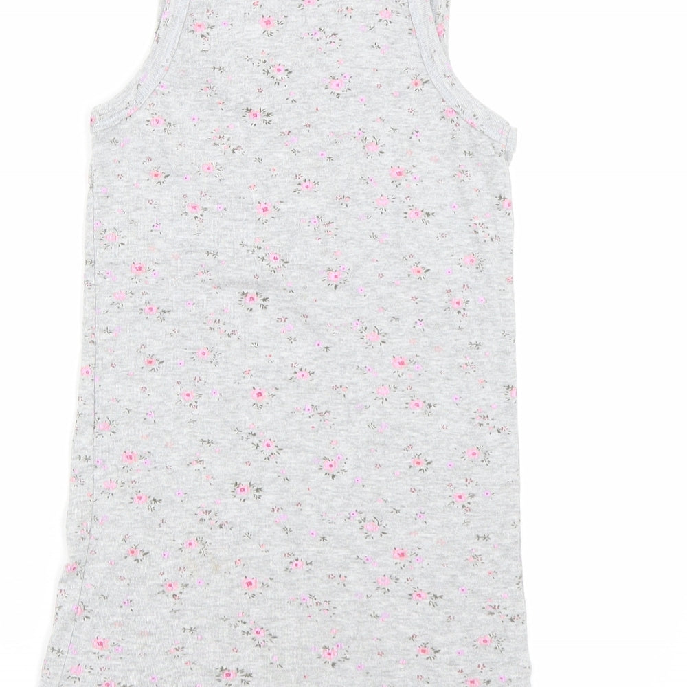 Milk & Honey Girls Grey Floral Top Pyjama Top Size 7-8 Years