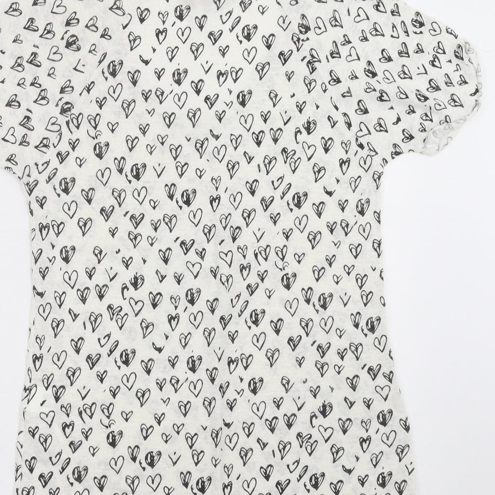 Zara Womens White Geometric Knit Pullover Jumper Size M - Heart pattern