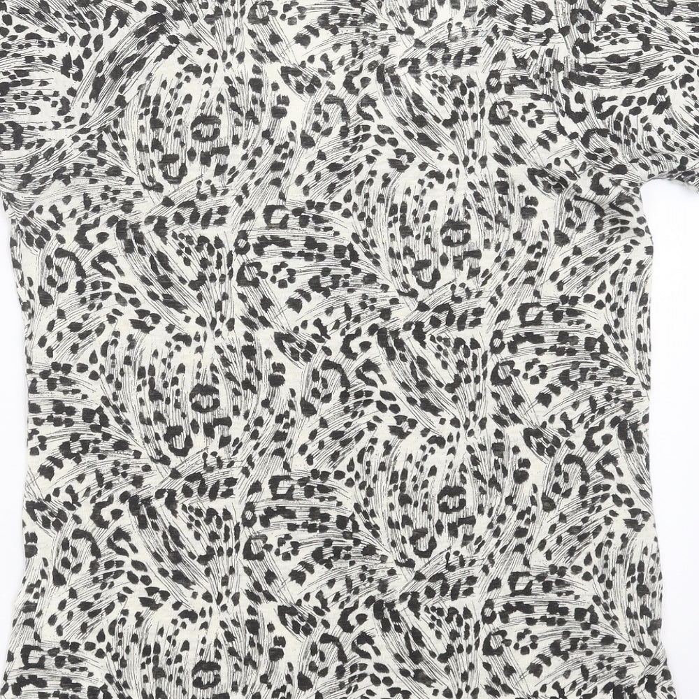 Zara Womens Beige Geometric Basic T-Shirt Size M