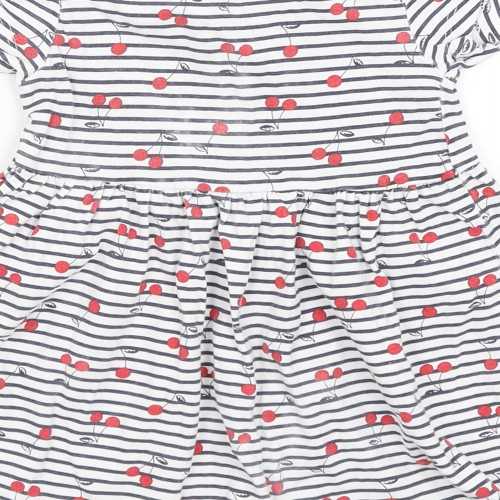 Primark Baby White Striped Fit & Flare Size 12-18 Months - Cherries