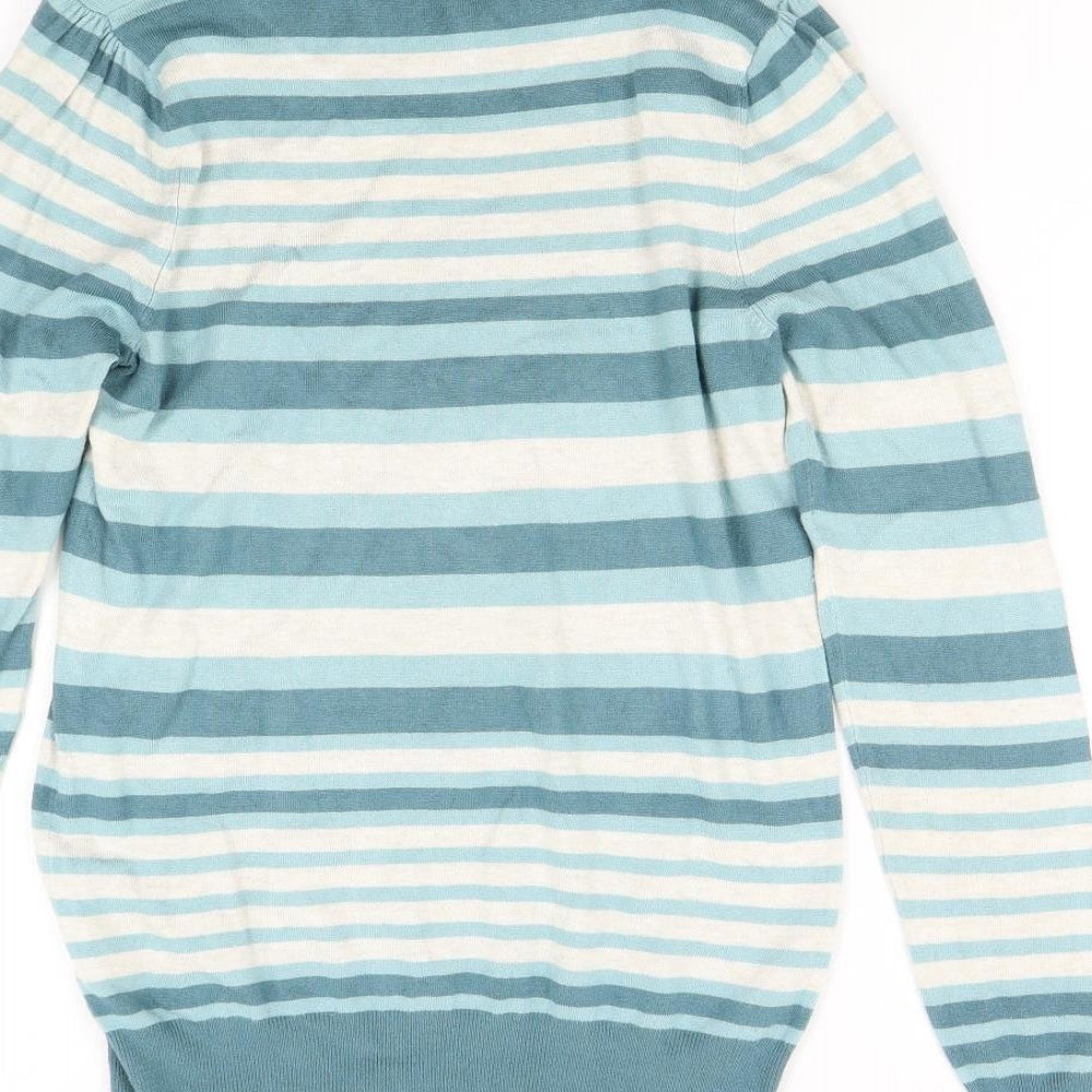Marks & Spencer Womens Green Striped Knit Pullover Jumper Size 10