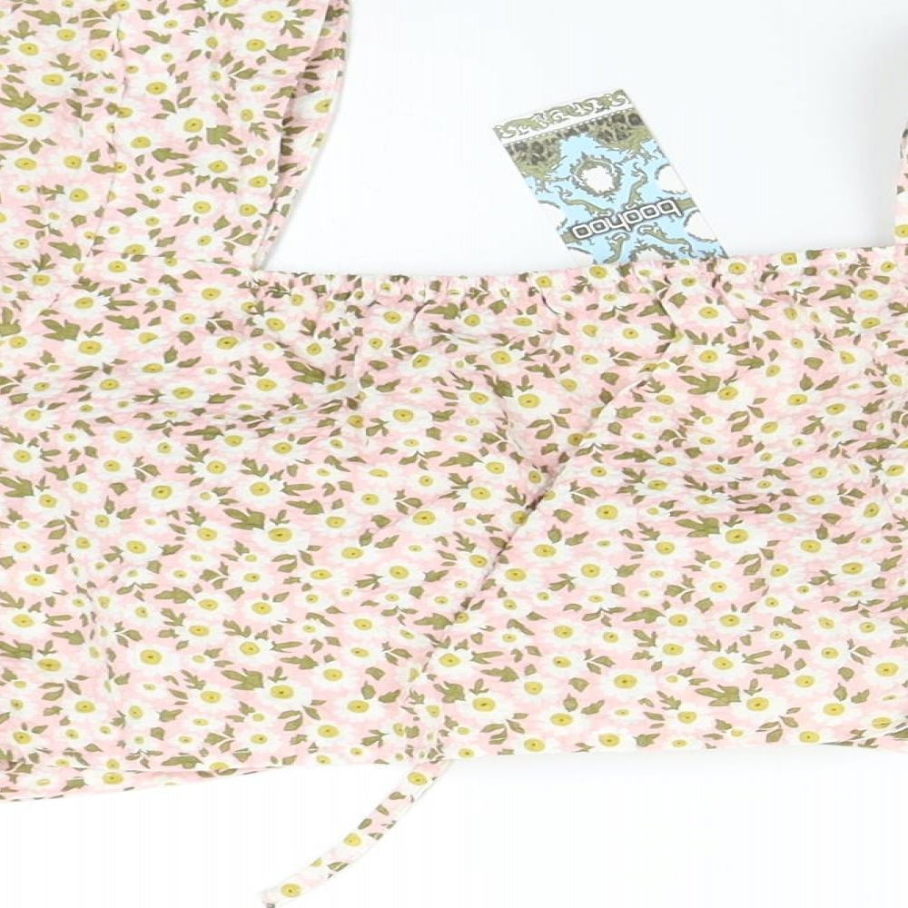 Boohoo Womens Pink Floral Basic Blouse Size 12