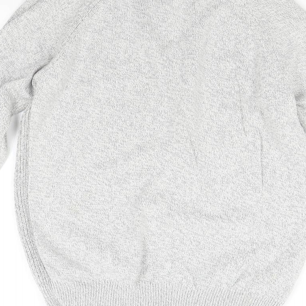 George Mens Grey Knit Henley Jumper Size M