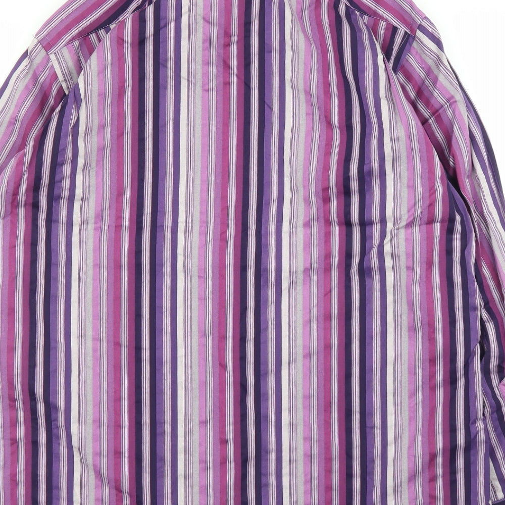 Jeff & Co Mens Purple Striped Button-Up Size L