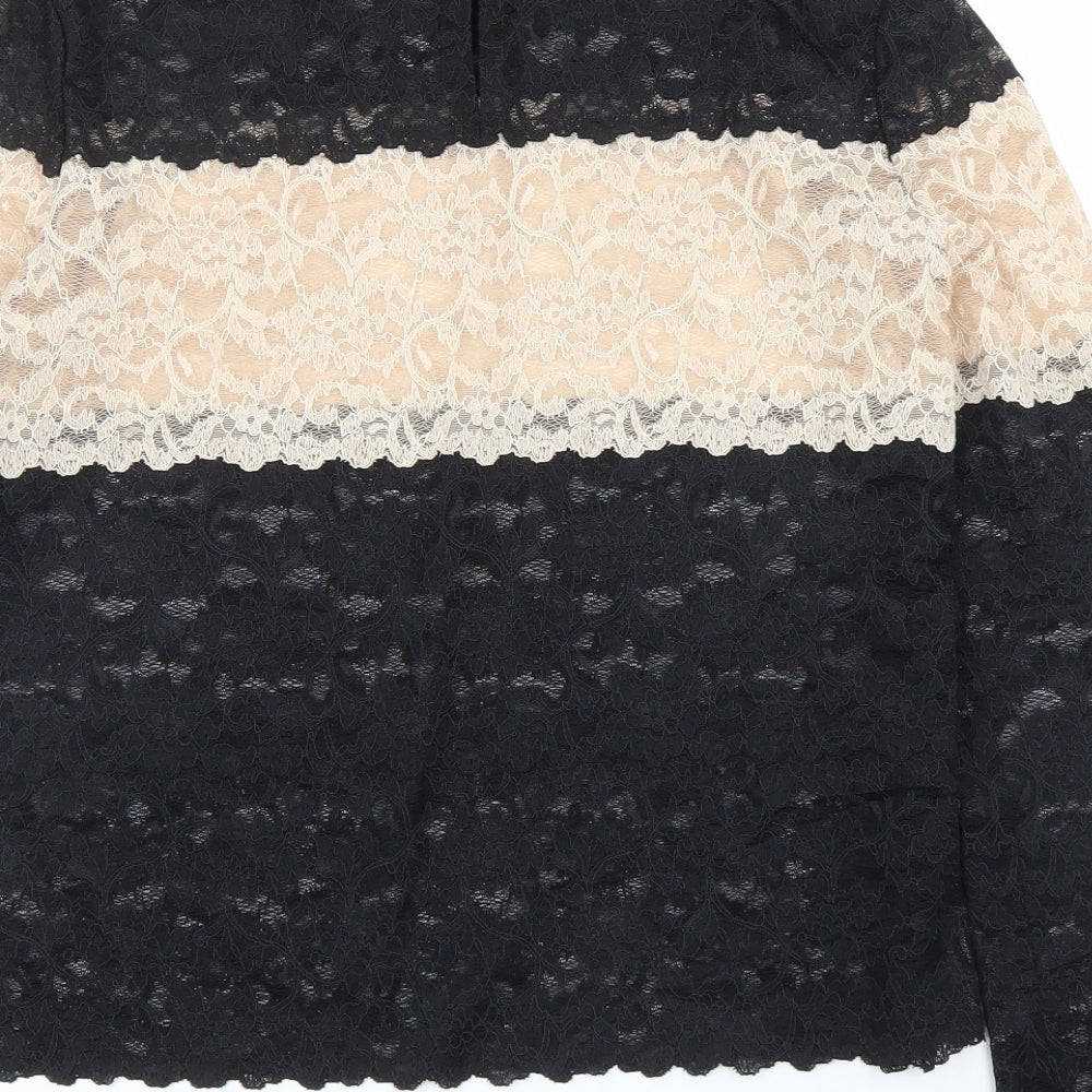 Edican Womens Black Floral Basic Blouse Size M