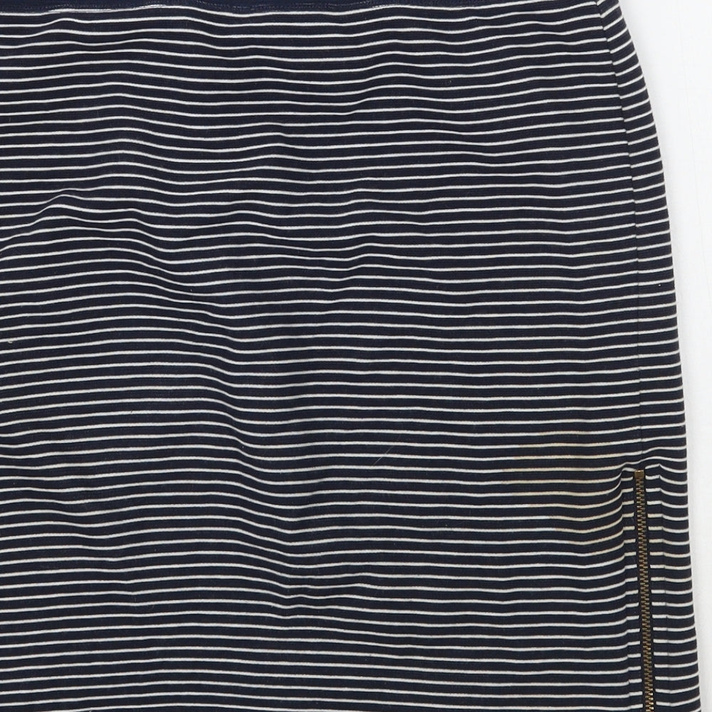 Warehouse Womens Blue Striped Rayon A-Line Skirt Size 14