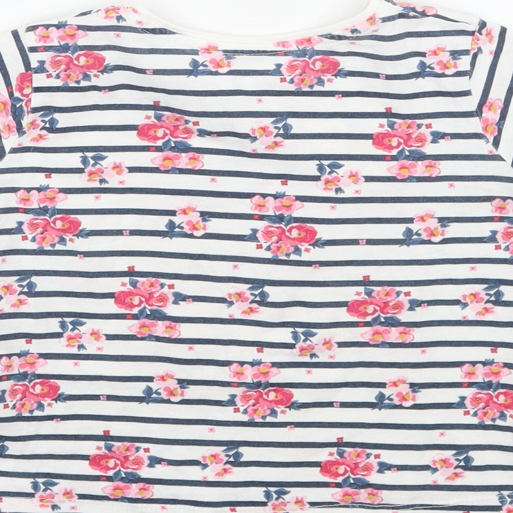 Primark Girls White Striped Basic T-Shirt Size 2 Years