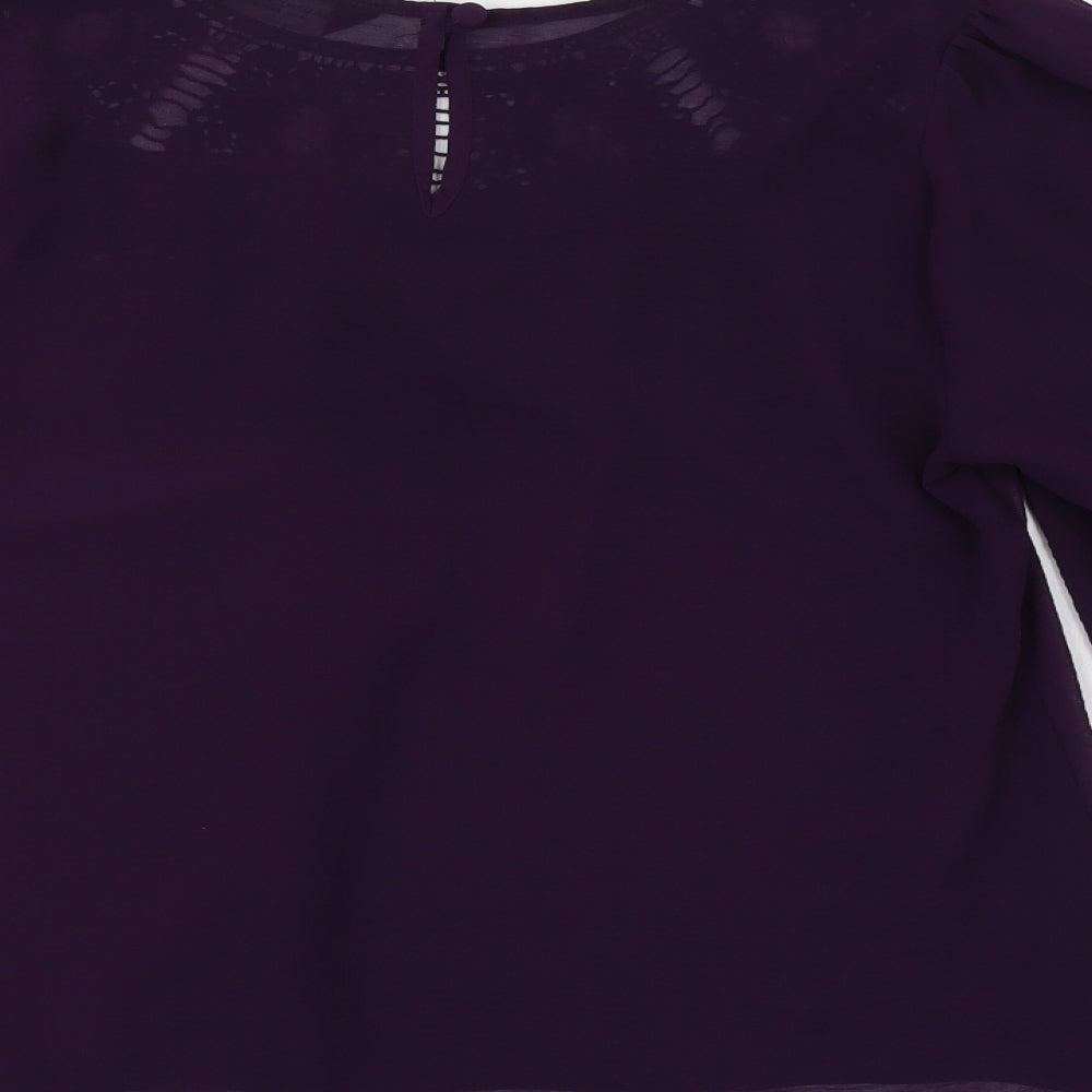 Dorothy P Womens Purple Basic Blouse Size 14