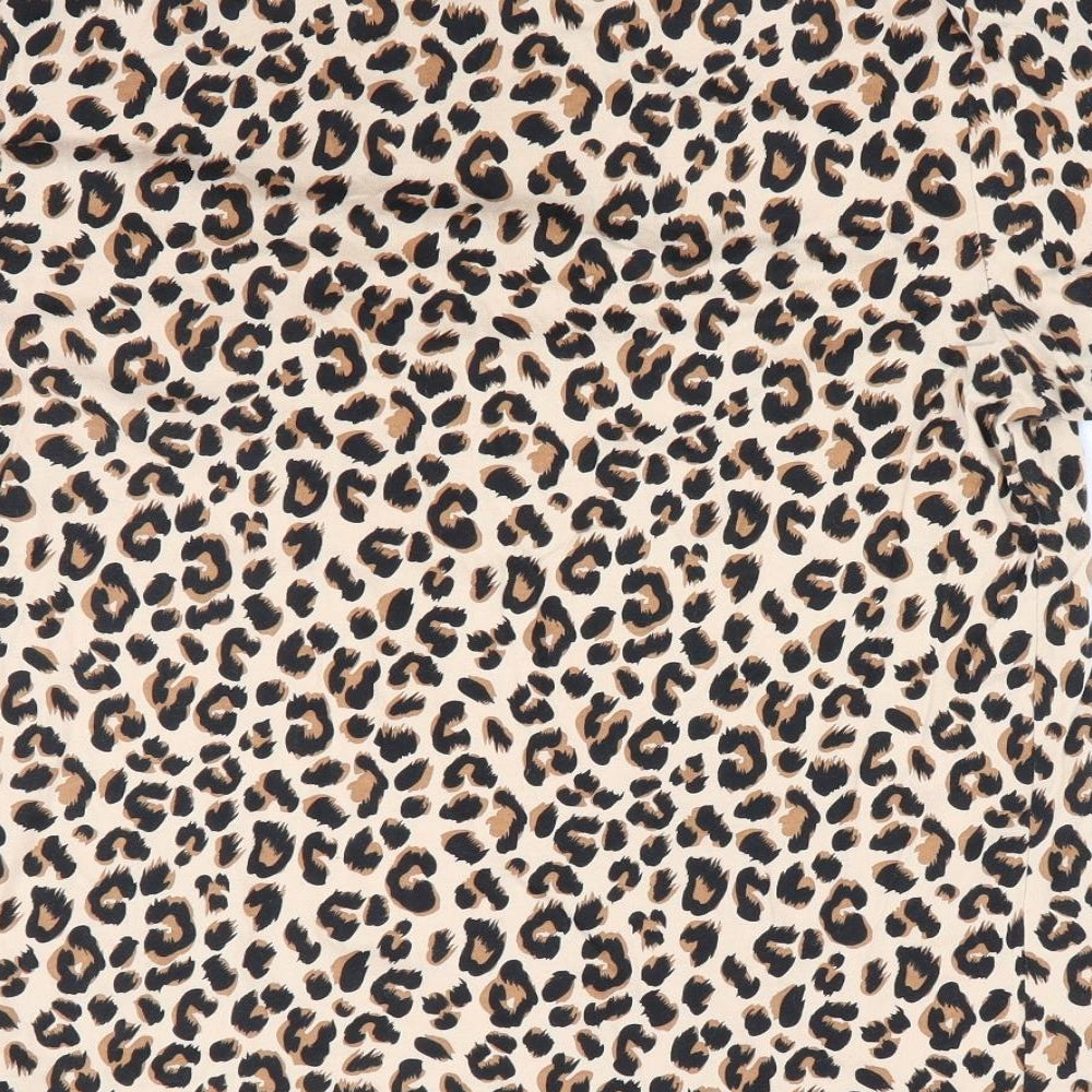 Divided Womens Beige Animal Print Basic T-Shirt Size 10