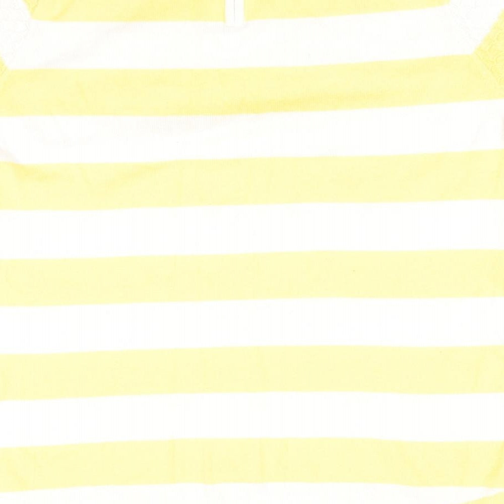 NEXT Womens Yellow Striped Pullover Jumper Size 10 - Back Zip