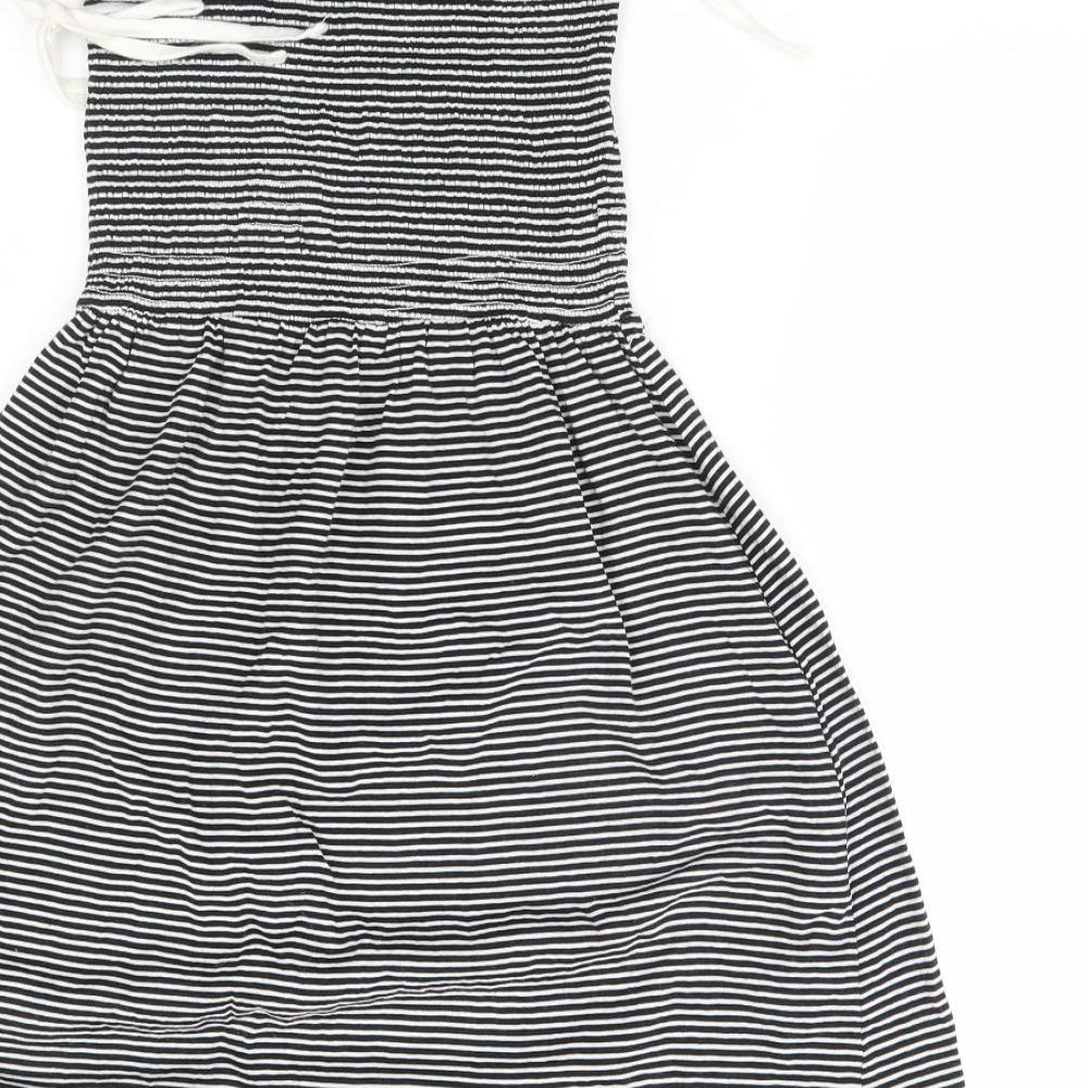 New Look Womens Black Striped A-Line Size 10