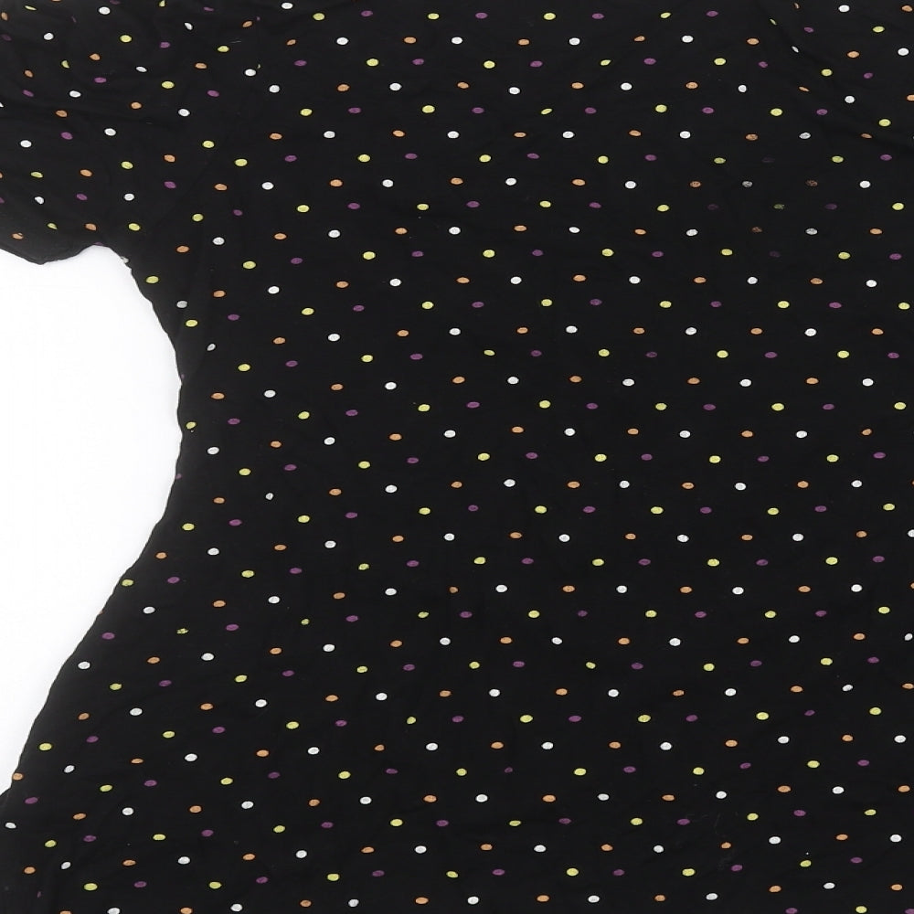 Luna Loves Womens Black Polka Dot Basic T-Shirt Size 6