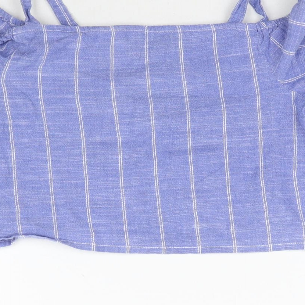 M&Co Girls Blue Striped Basic Blouse Size 9 Years