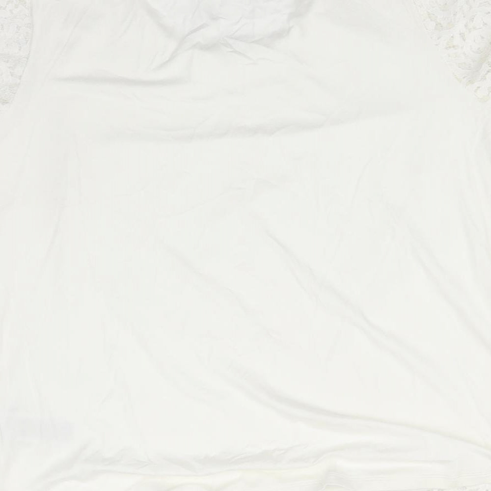 Marks & Spencer Womens White Floral Basic T-Shirt Size 12