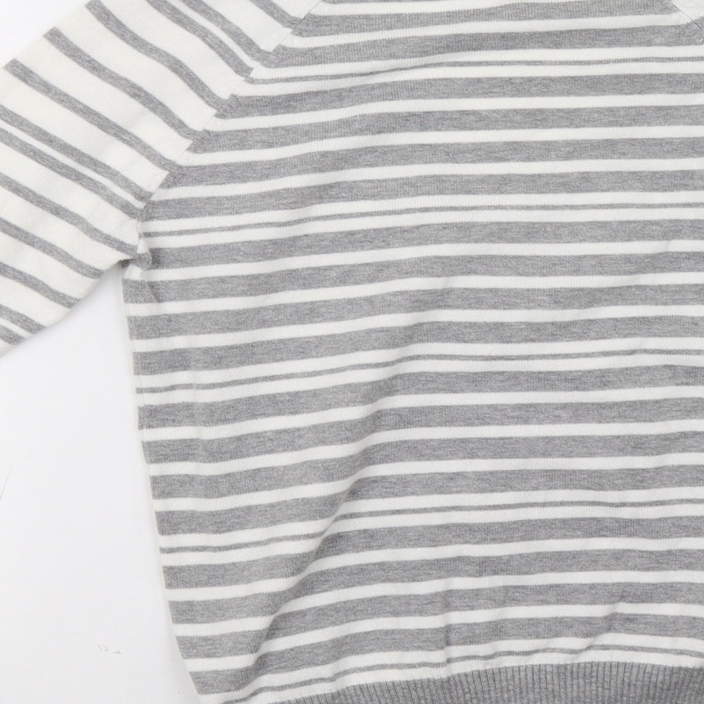 evie Womens Grey Striped Cardigan Jumper Size 8