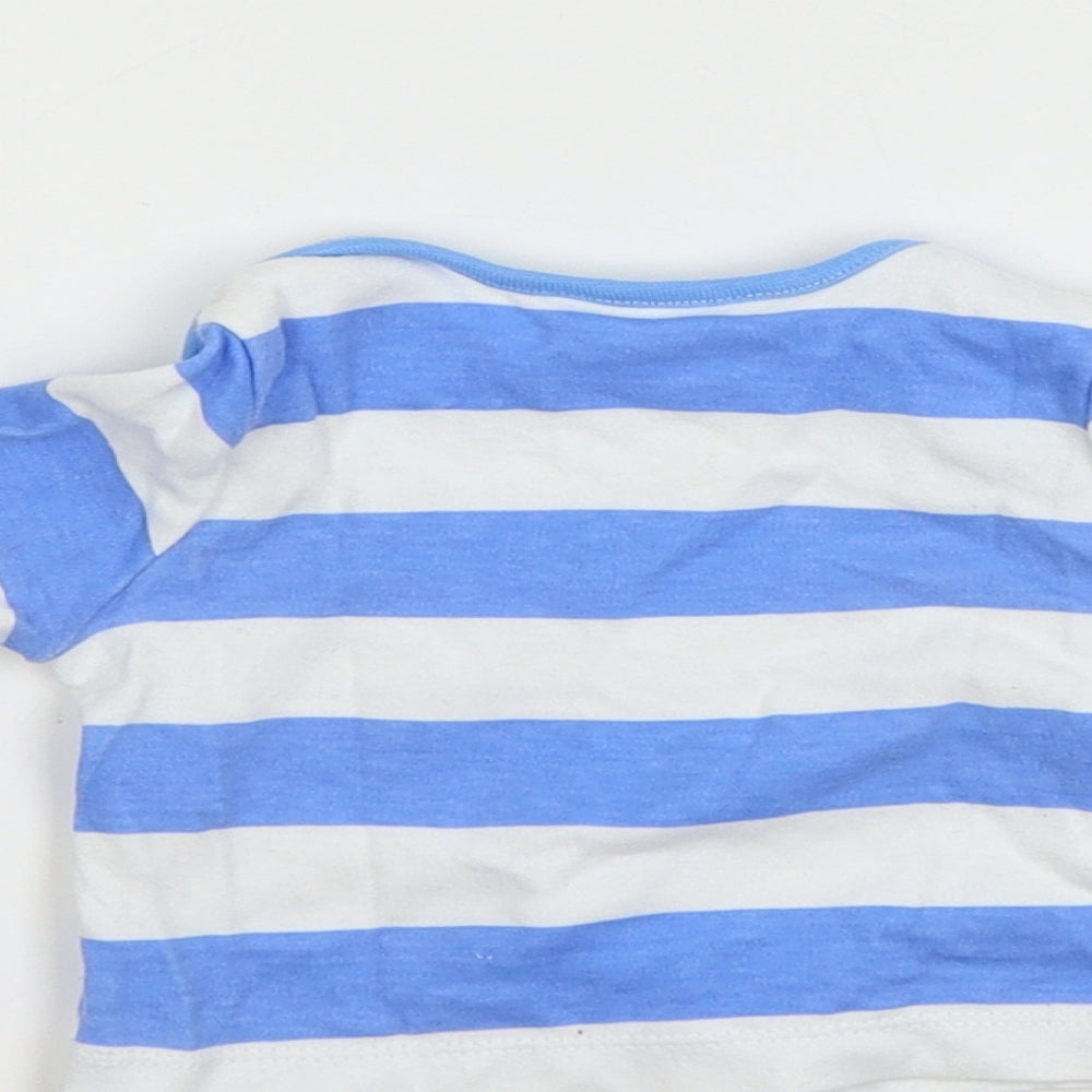 M&Co Boys White Striped Basic T-Shirt Size 3-6 Months