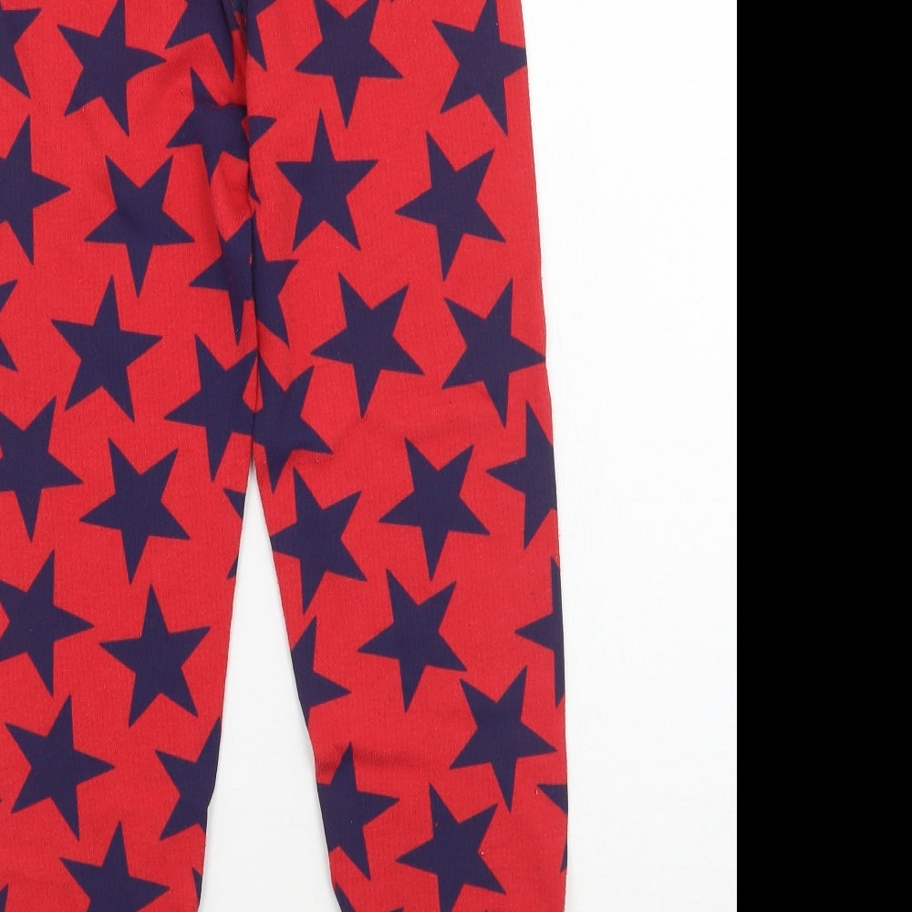 Marks and Spencer Girls Red Geometric Pyjama Pants Size 9-10 Years