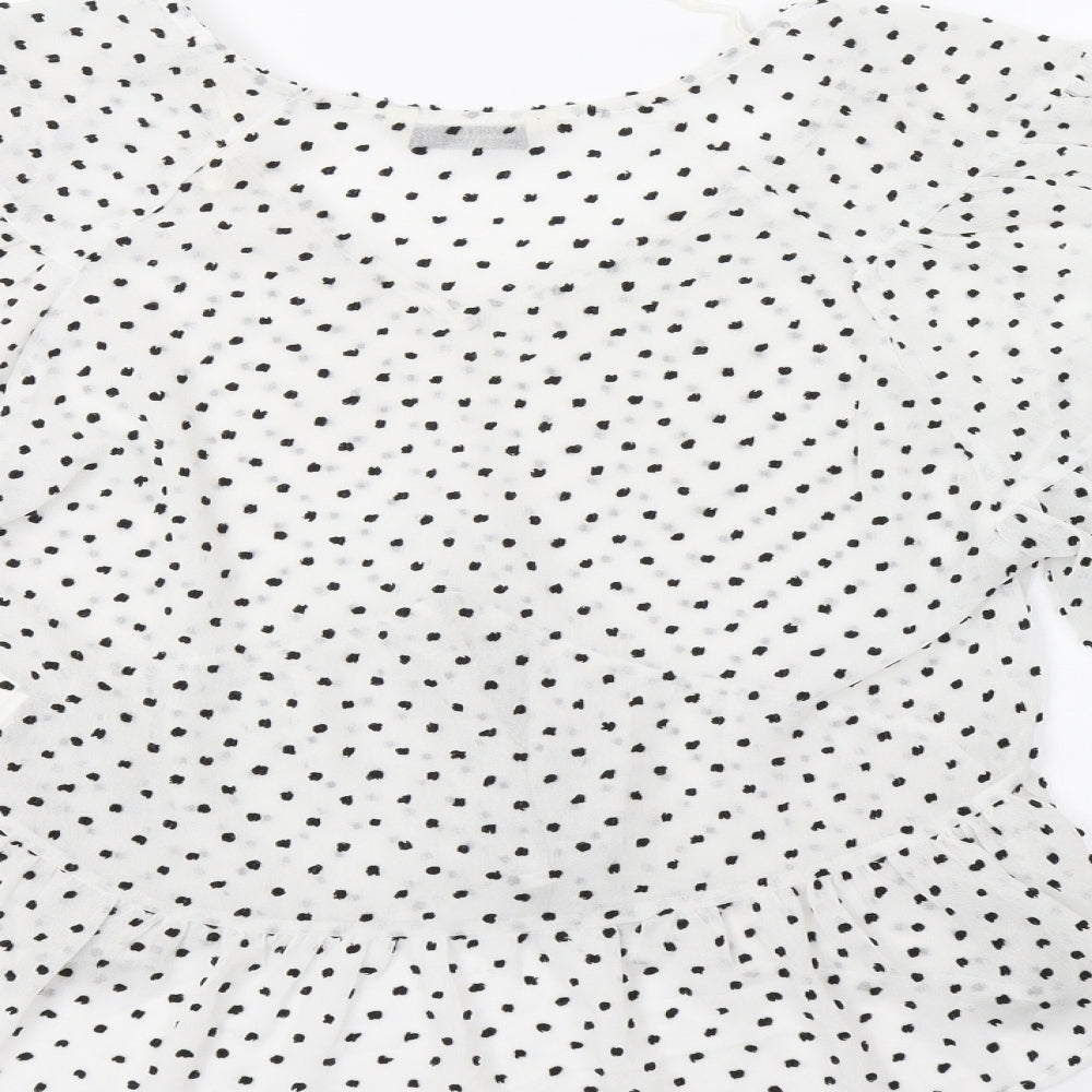 Stradivarius Womens White Polka Dot Basic Blouse Size S