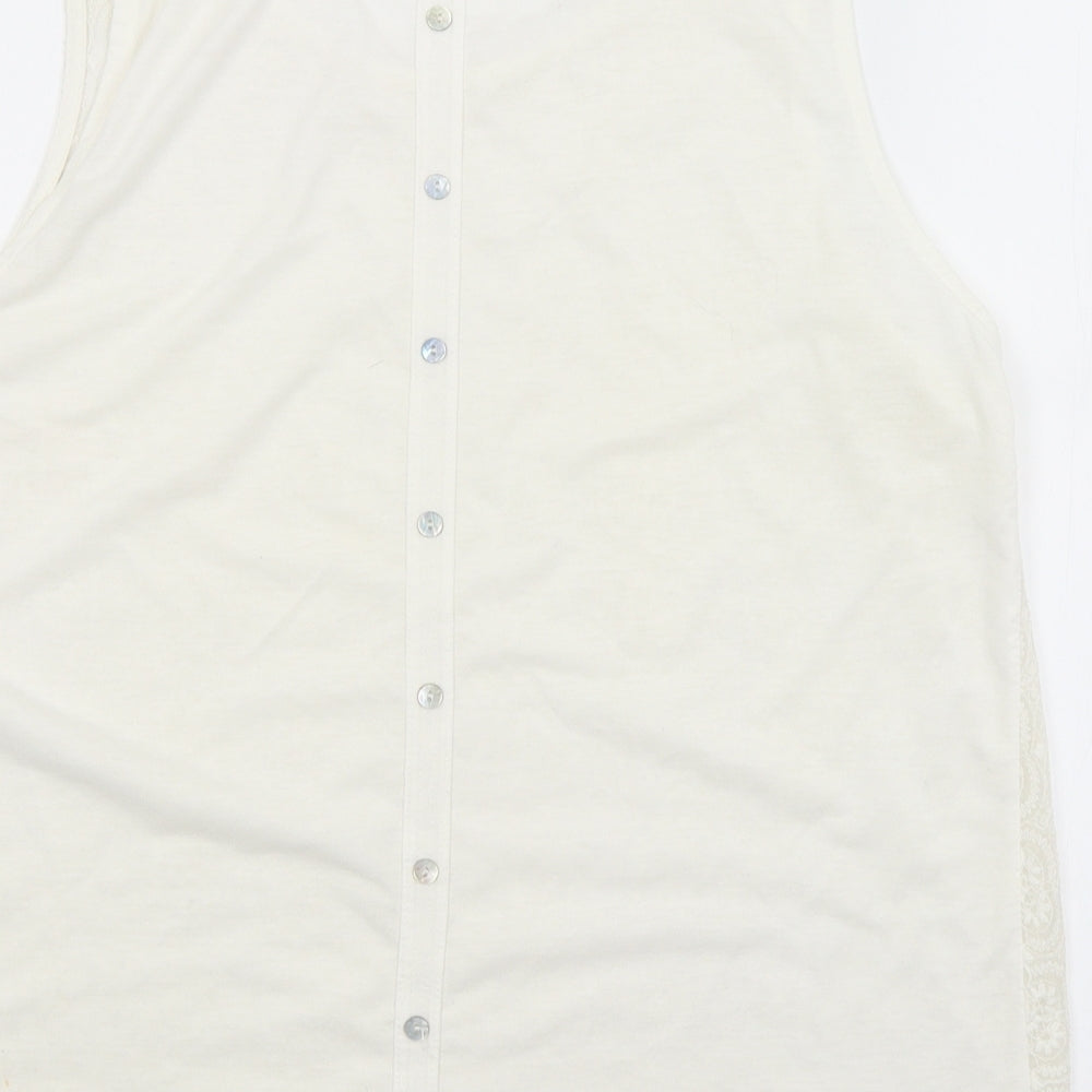 New Look Womens White Argyle/Diamond Basic Blouse Size 16