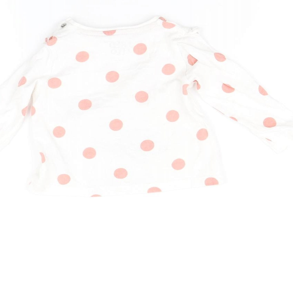 F&F Baby White Polka Dot Basic T-Shirt Size 3-6 Months
