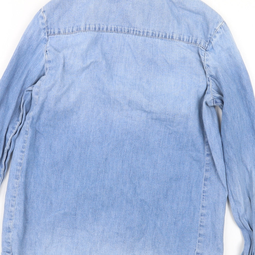 H&M Womens Blue Denim Basic Button-Up Size 6