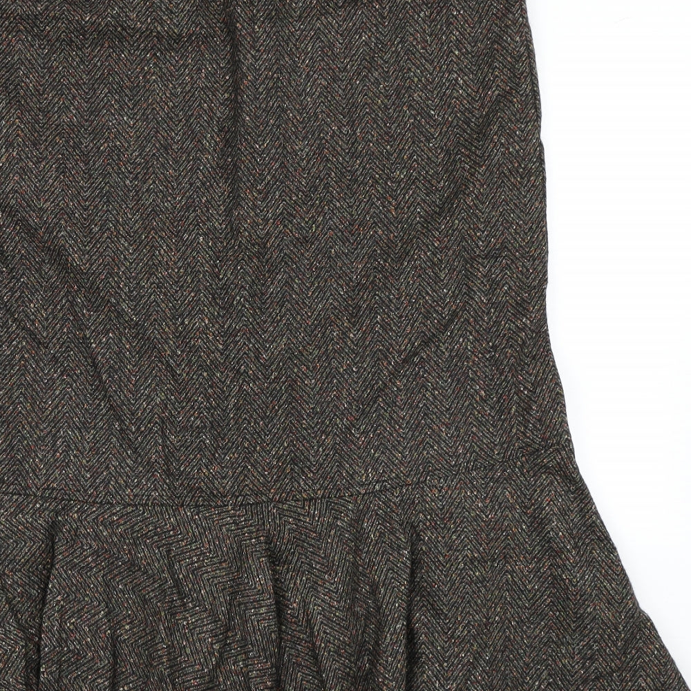Adini Womens Brown Herringbone Straight & Pencil Skirt Size L