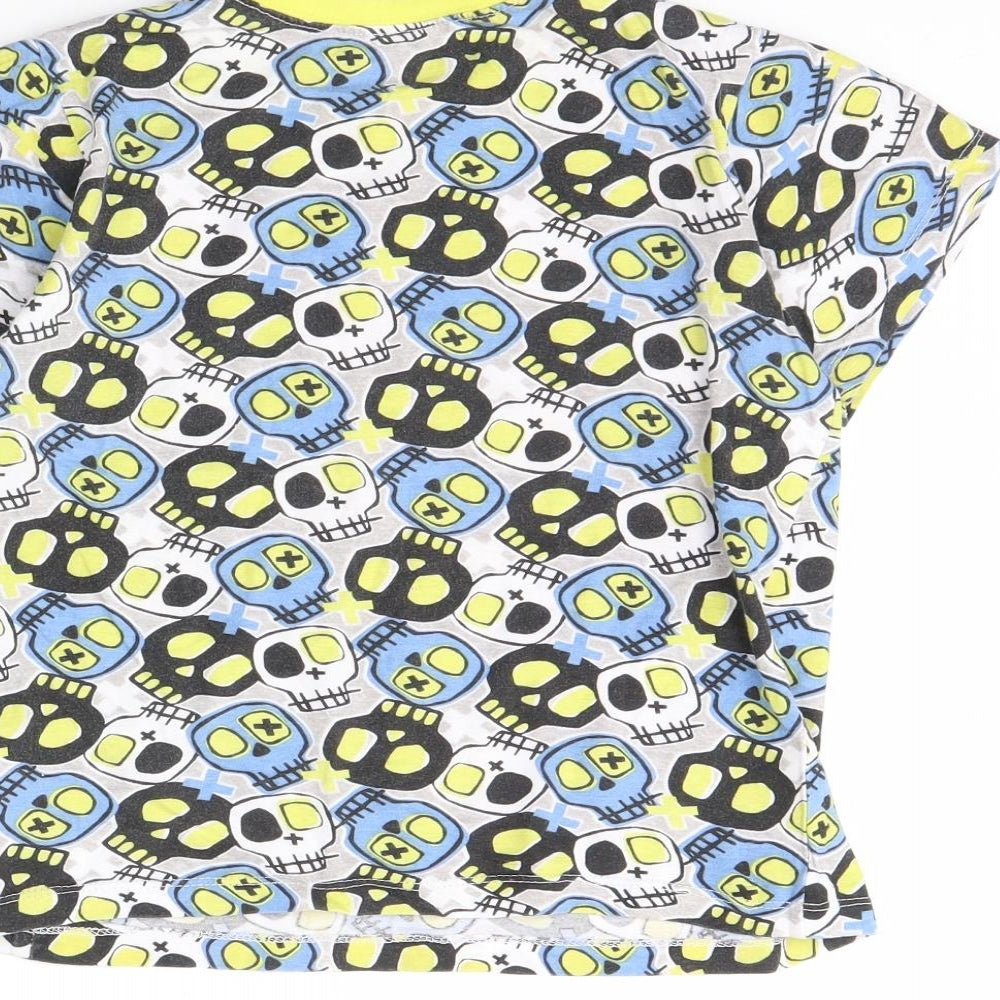 kids Boys Grey Spotted Basic T-Shirt Size 10 Years - skull