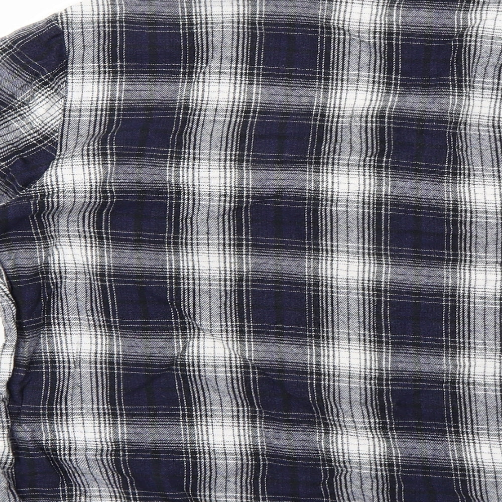 Marks & Spencer Mens Blue Check Button-Up Size M