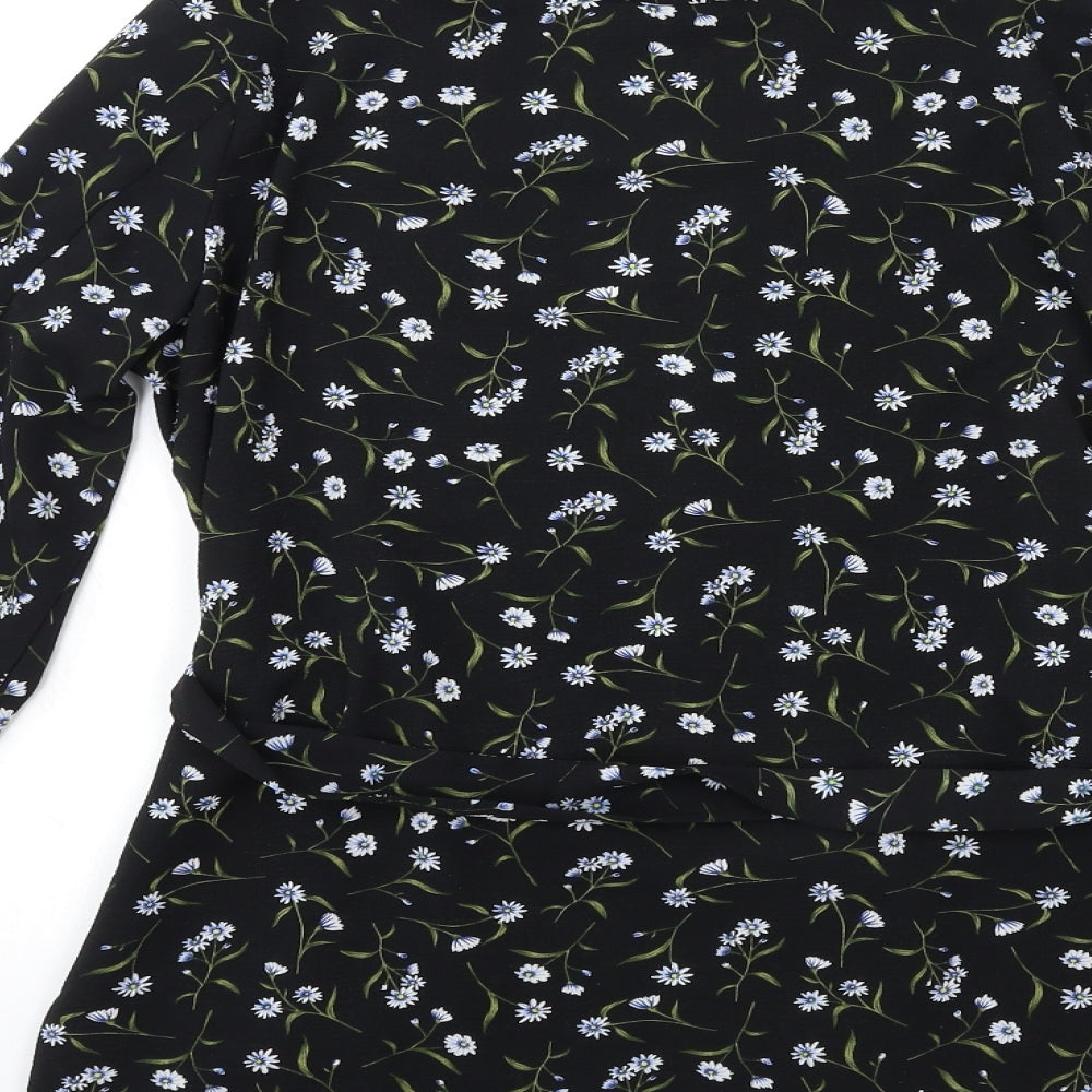 H&M Womens Black Floral Cardigan Jumper Size XS