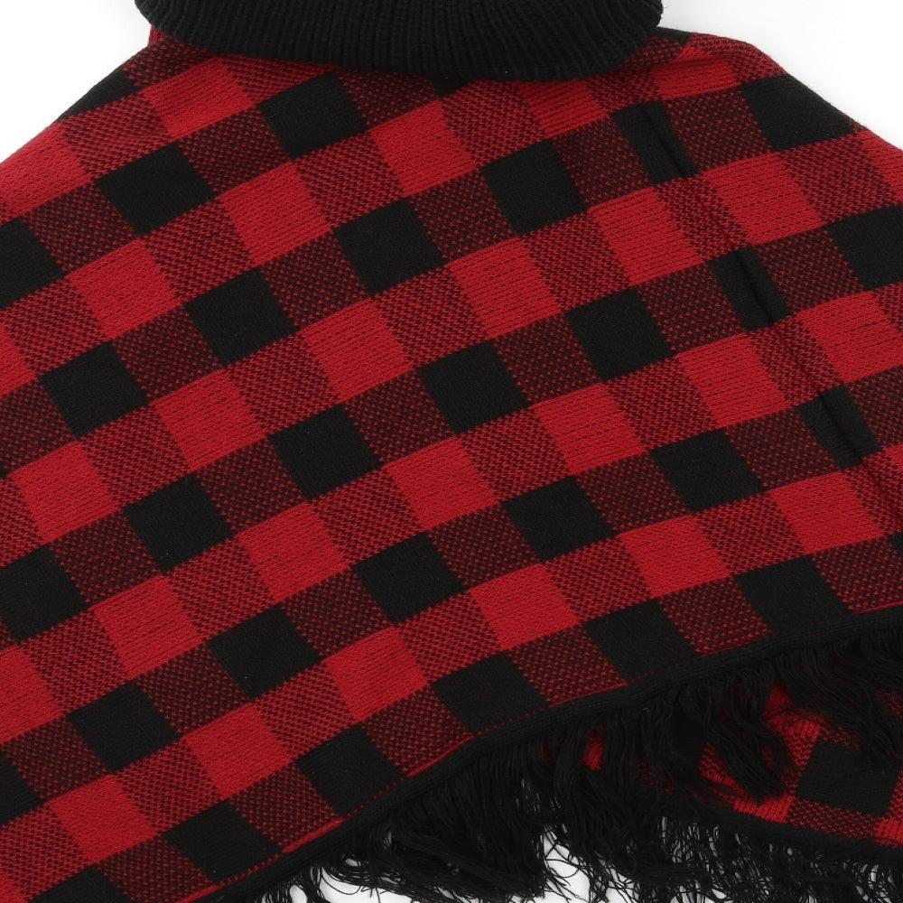Preworn Womens Red Check Knit Pullover Jumper One Size