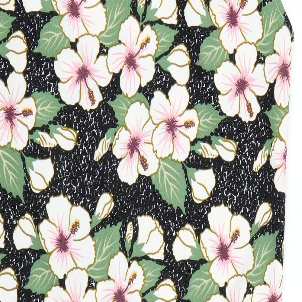 Zara Womens Black Floral Cardigan Jumper Size L