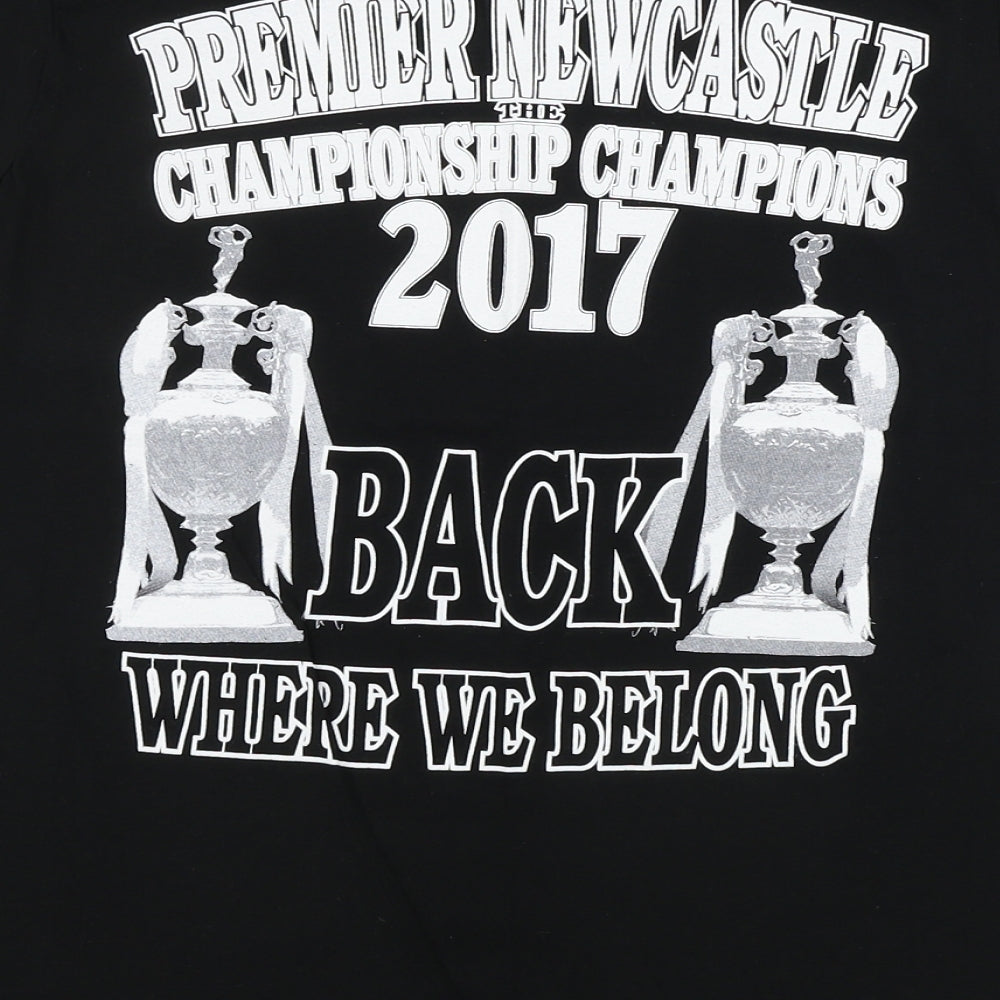 club Mens Black T-Shirt Size S - Newcastle United