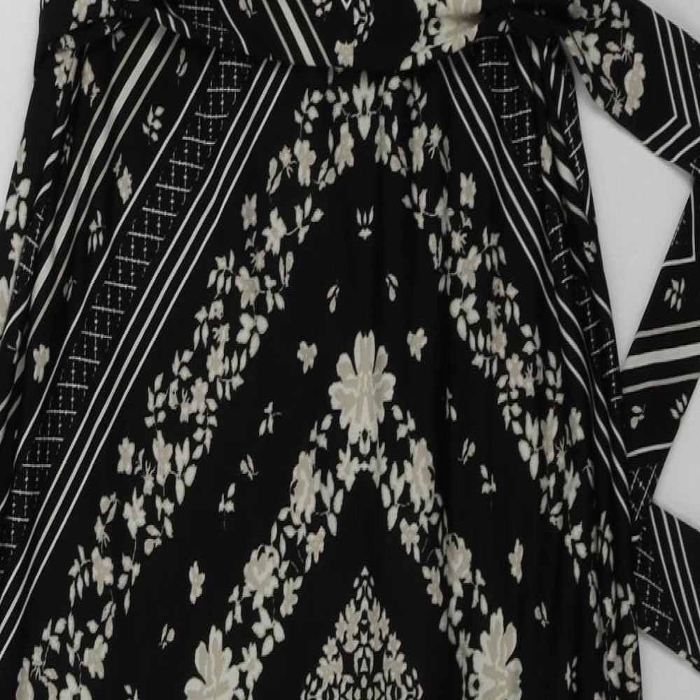 Preworn Womens Black Geometric A-Line Size 8