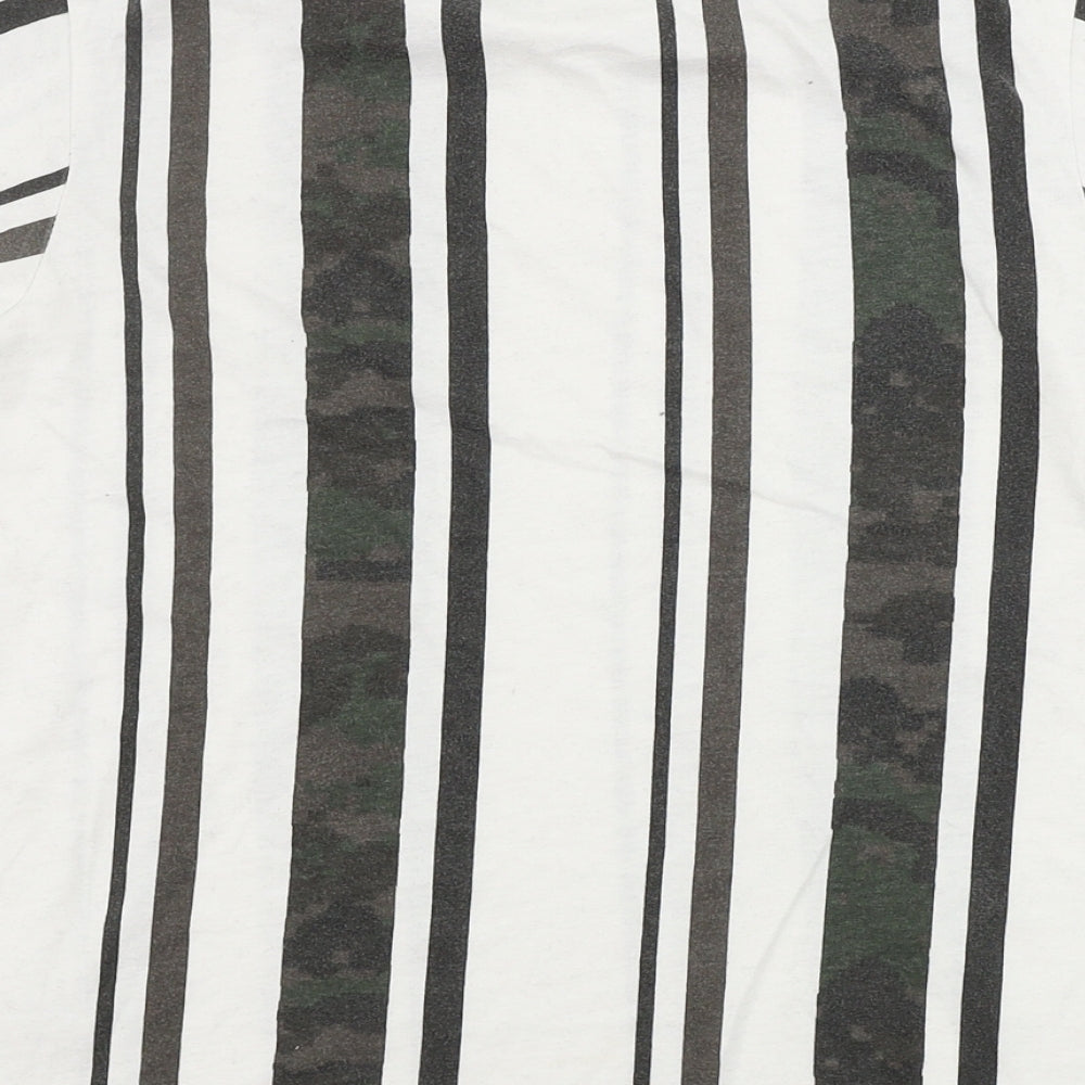 George Boys White Striped Basic T-Shirt Size 10-11 Years