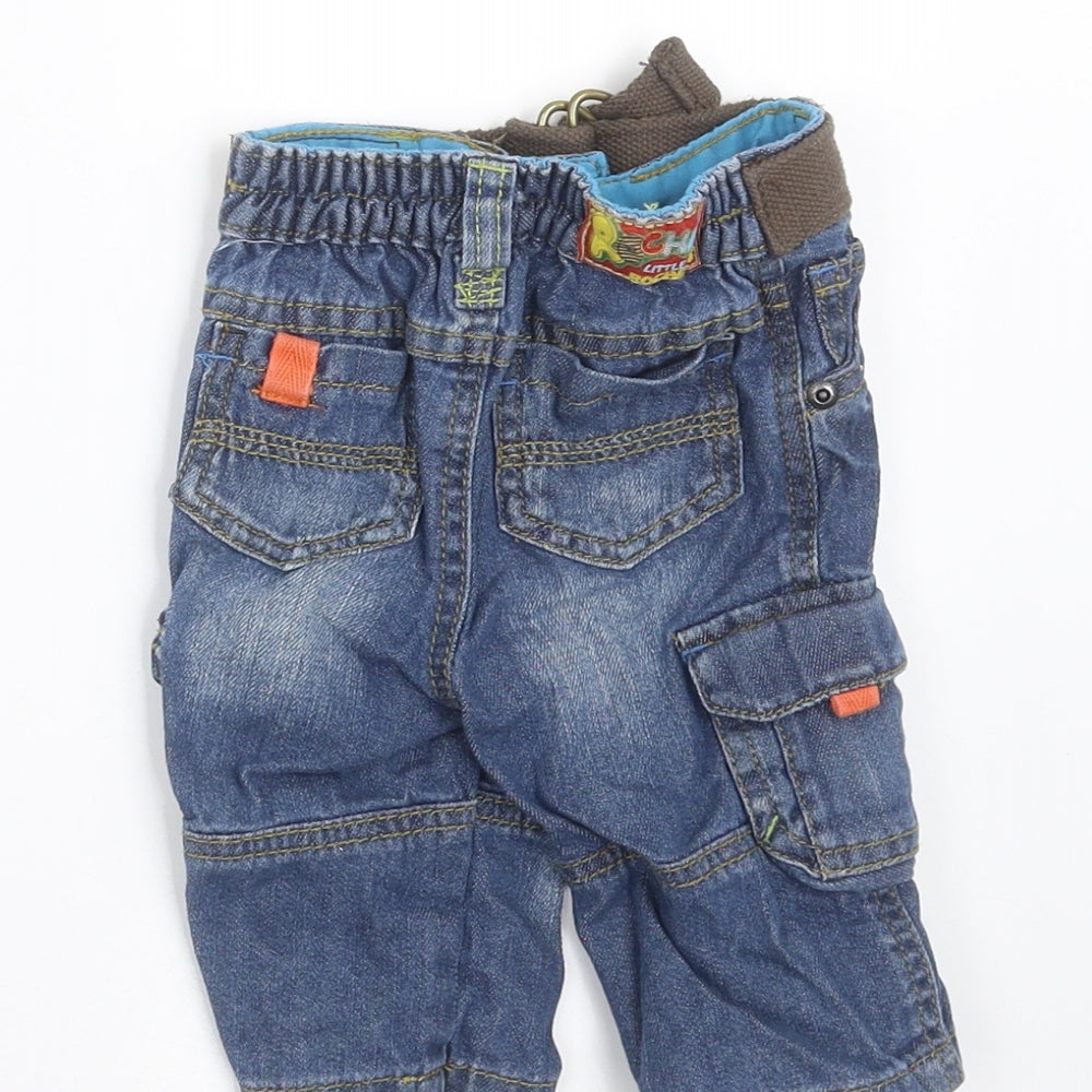 Rocha Little Rocha Baby Blue Denim Cargo Jeans Size 3-6 Months