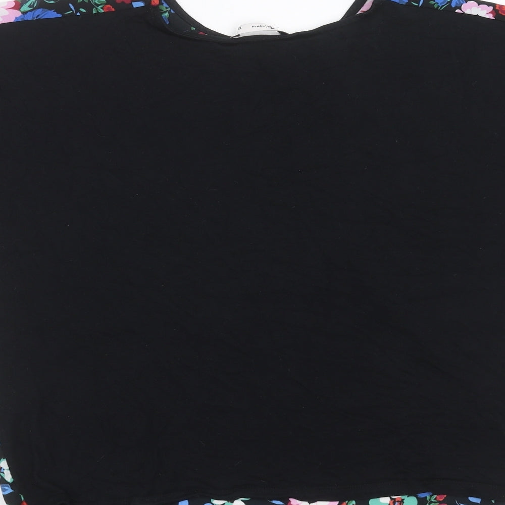 TU Womens Black Floral Basic Blouse Size 10