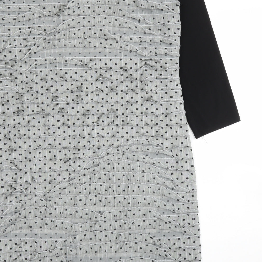 M&Co Womens Grey Polka Dot Shift Size 18