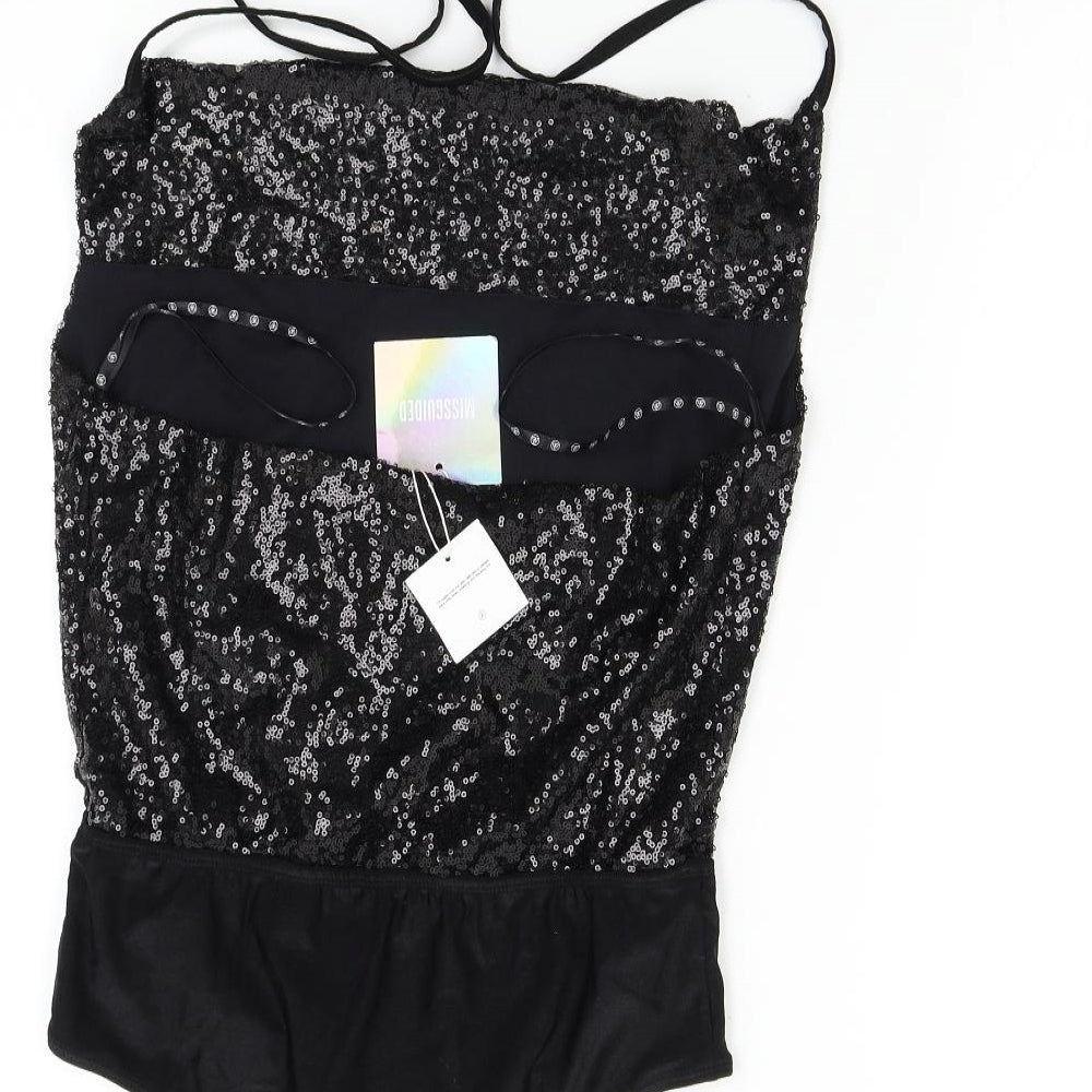 Missguided Womens Black Bodysuit One-Piece Size 12