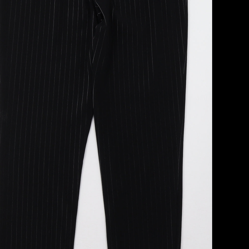 classice women Womens Black Striped Trousers Size 16 L32 in
