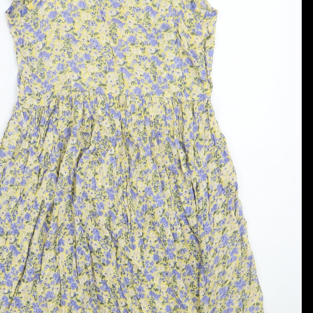 Newlook Womens Yellow Floral A-Line Size 6