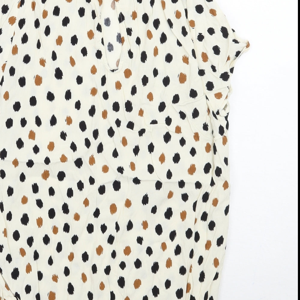 H&M Womens Beige Polka Dot Basic Blouse Size 4